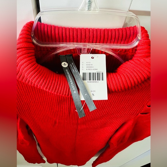 NEW Anthropologie Turtleneck Cecilia Puff-Sleeved Sweater Size S Red - Picture 3 of 6